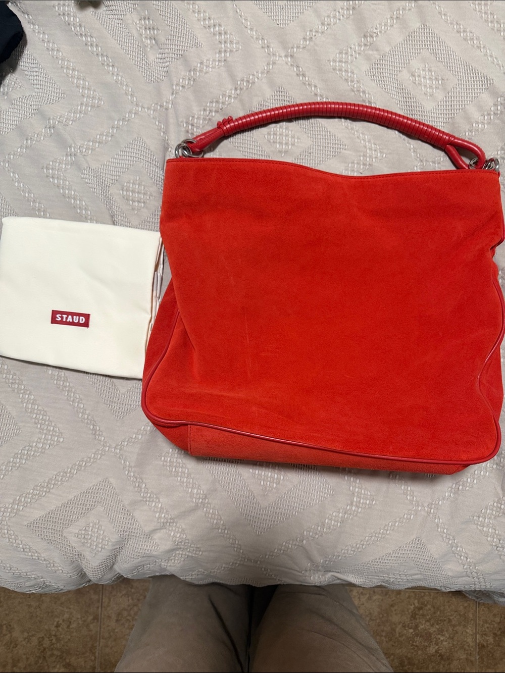 STAUD Vibrant Suede Shoulder Bag